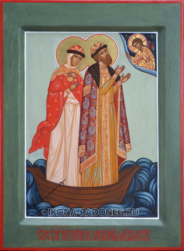 Икона Петр и Феврония в лодке