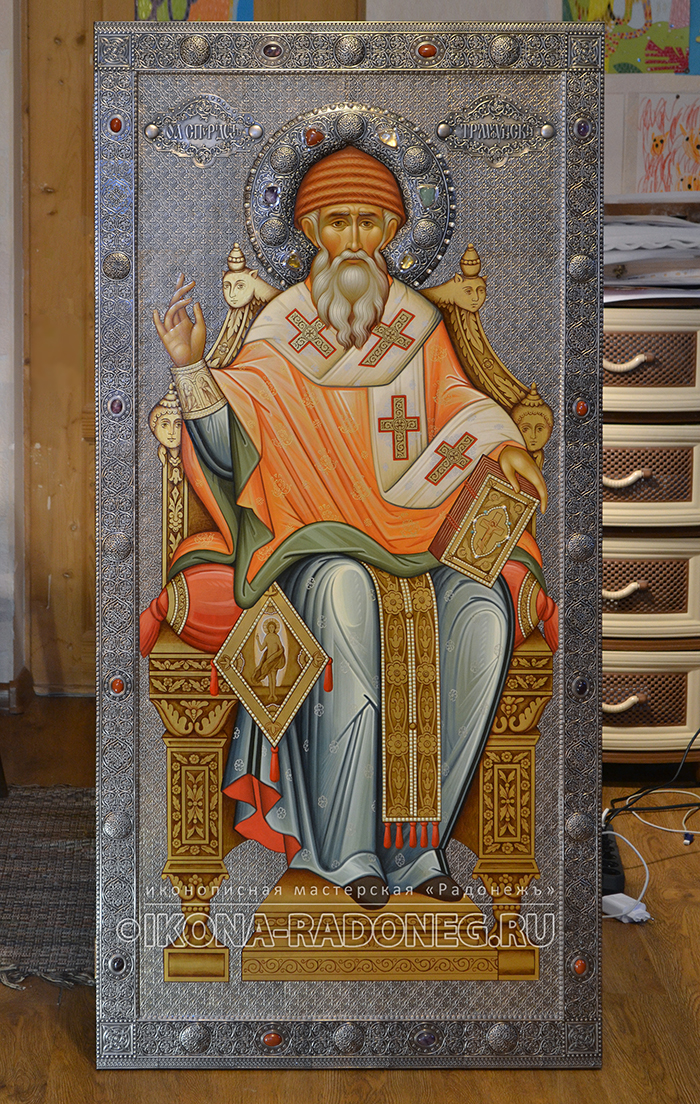 Икона Спиридон Тримифунтский (басма)